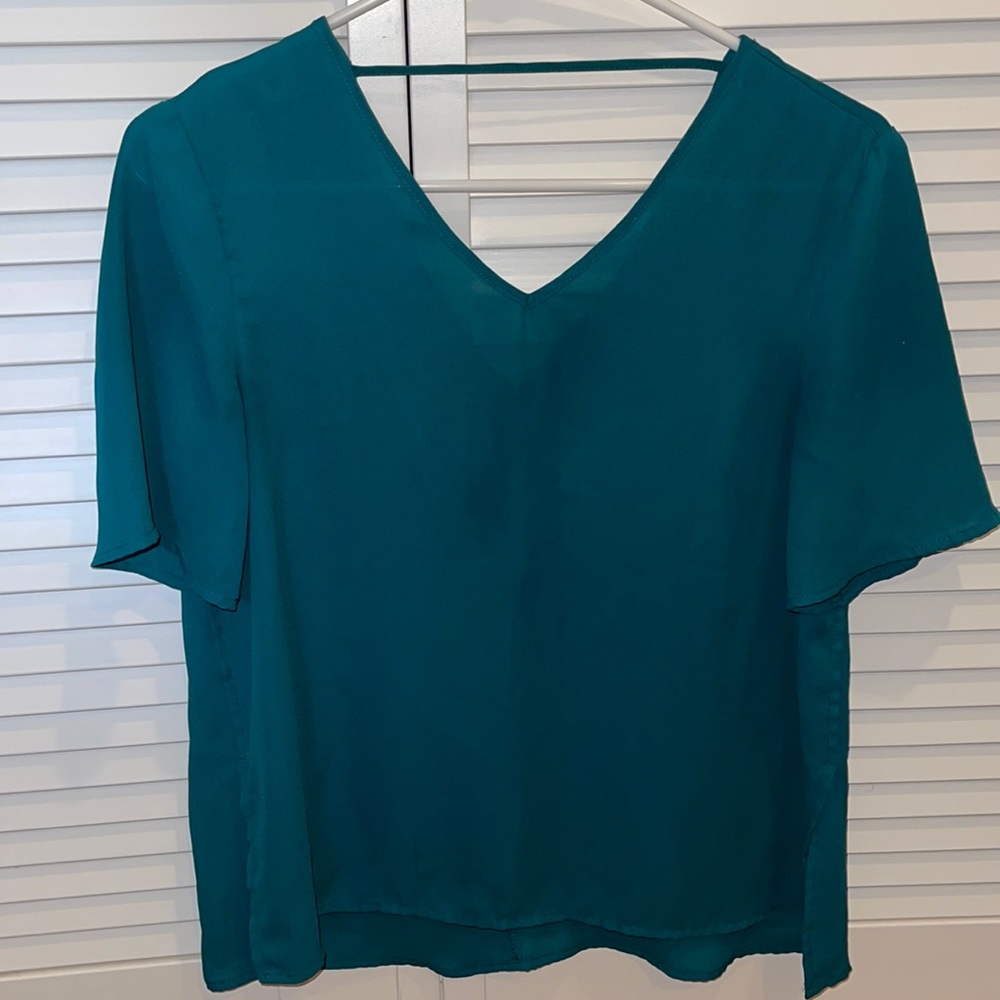 Teal sheer top
